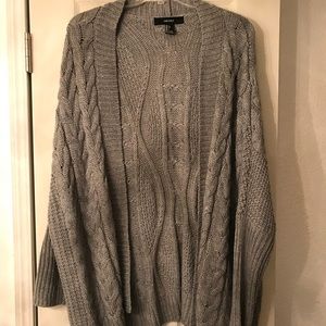 Chunky cable knit cardigan sweater